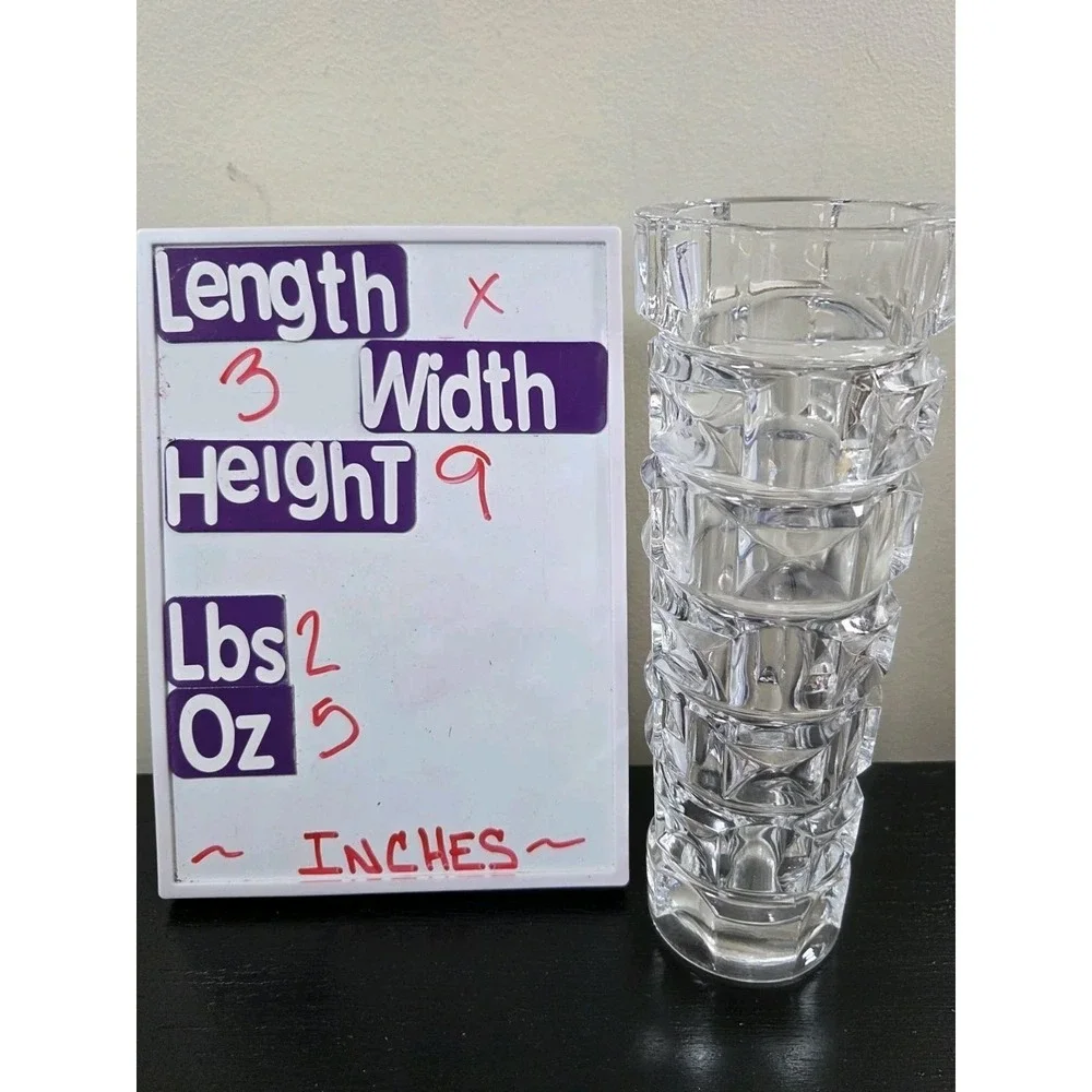 MCM French Cristal D'Arques Heavy Crystal Block Cut Vase 8.5